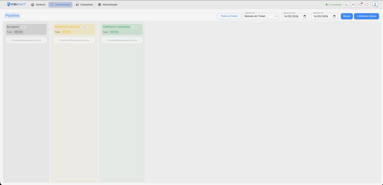 Kanban e follow-up do Prix.Chat